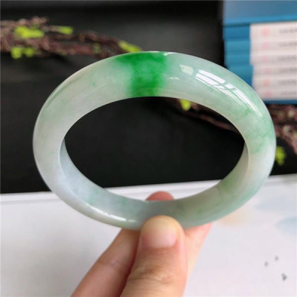 Zheru Natural Green Two-Tone Jade 54-64mm Bracelet for Mother and Girlfriend