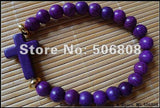 Purple Howlite Stone Cross Bracelet, Stretch Beaded Jewelry 15PCS