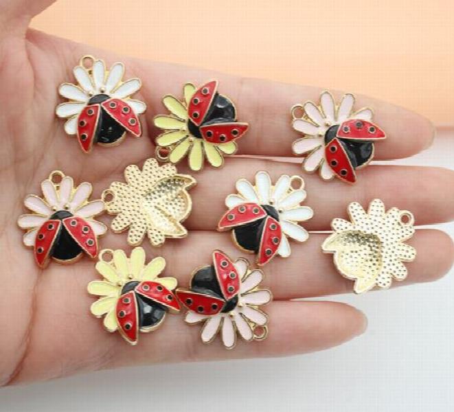 50 Ladybug Metal Charms for Jewelry Making