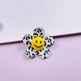 10pcs Acrylic Plaid Leopard Smiling Face Flower Hairpin DIY