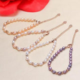 Pink Gray Freshwater Pearl Bracelet 5-6mm Fine Jewelry Lady Girl Gift