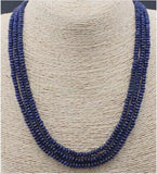 Natural Brazil Faceted Dark Sapphire Beads Necklace 17-18