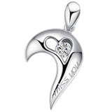 S925 Silver Heart Couple Pendant Choker Necklace for Women