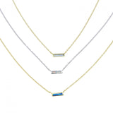 Fire Opal Stone Bar Charm Necklace Silver 925 Sterling Silver Chains Necklace