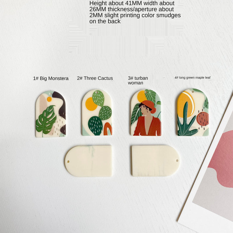 Women Plant Landscape Acrylic Pendant DIY Jewelry Earrings