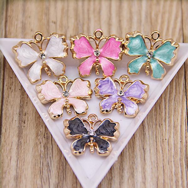 50PCS 20*18MM Butterfly Enamel DIY Charms for Jewelry Making
