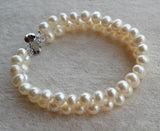 Real Pearl Bracelet Freshwater Pearl Bracelet 2 Row 8 Inches