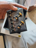 Faceted Stone Tuxedo Shirt Stud Set Cufflinks 8PCS