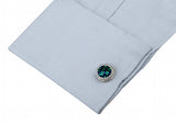 Green Stone Round Cufflinks 16mm L1808
