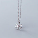 S925 Sterling Silver Snowflake Pendant Necklace for Women