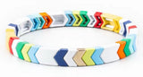 Rainbow Bracelet Women Enamel Tile Alloy Beaded Stackable Elasticity Bangles