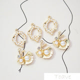 Alloy Vintage Pearl Leaf Shaped DIY Ear Stud Material