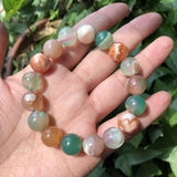 Green Cherry Blossom Stone Bracelet Agate Round Bead Crystal Healing