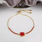 Lucky Five Leaves Flower Bracelet Zircon Adjustable Bracelet