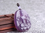 Natural Purple Chalcedony Guanyin Pendant