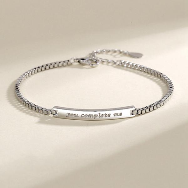 Silver Plated Couple Bracelets Romantic Words Anniversary Jewelry