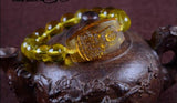 Natural Topaz Buddha Lucky Amulet Round Beads Bracelet Jewelry