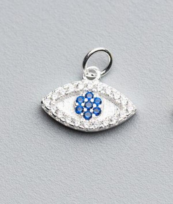 925 Sterling Silver Zircon Eye Charm Pendant for Jewelry Making