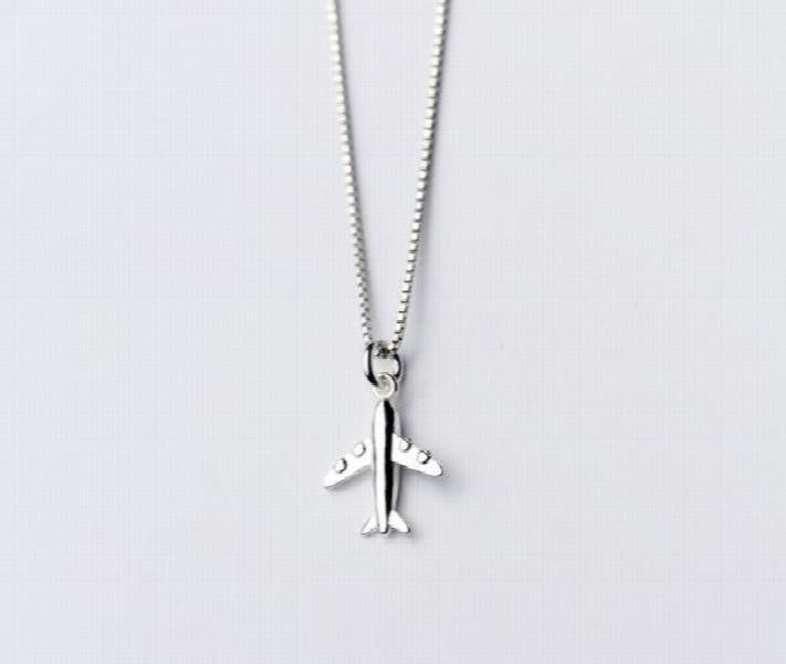 925 Silver Aircraft Airplane Necklace Pendant GTLX1511