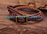 Brown Leather Bracelet with Inspiring Phrases for Men