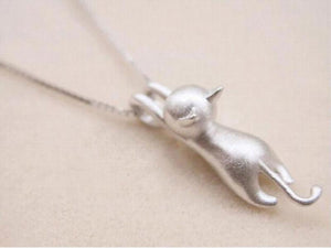 925 Sterling Silver Cats Pendant Necklace