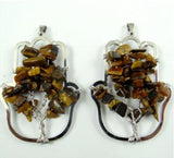 Tiger Eye Quartz Crystal Wisdom Tree Pendant Necklace