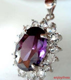 Purple CZ Crystal Pendant & Necklace Set