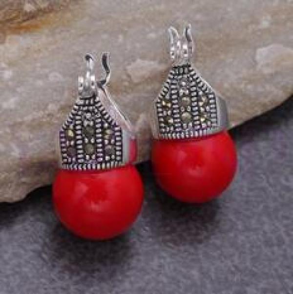 925 Silver Hooks Earrings with Natural Turquoise Gem