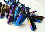 Titanium Quartz Sticks Crystal Points Briolettes Beads 16in Strand