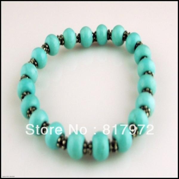 5pcs Chunky Stone Howlite Bead Bangle Bracelet Elasticity Adjustable