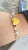 Heart Crystal Bracelets Stainless Steel Bangles Women Baby Girl Jewelry