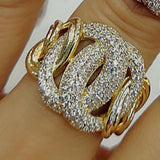 Zirconia Stones Link Chain Bold Rings for Women