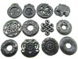 Chinese Green Stone Hand-Carved Amulet Pendant for DIY Jewelry Making
