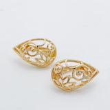 Vintage Rose 18K Filled Dangle Earrings Hollow Carved Wedding Party Jewelry