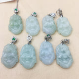 Burmese Jade Zodiac Tiger Pendant w/ Sterling Silver Necklace