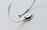 925 Silver Ginkgo Leaf Pearl Bangle Bracelet