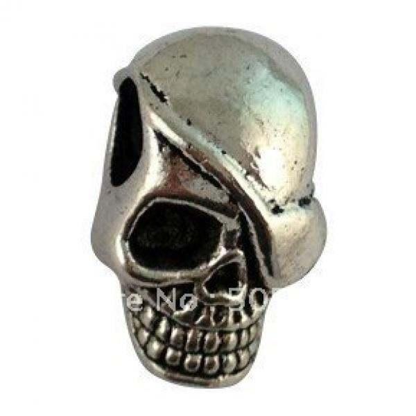 60 Tibetan Silver Skull Beads for Charm Bracelet
