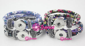 10pcs Mix Color Leather Flower Bracelets Snap Jewelry Interchangeable 18mm