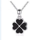 Girls Red Green Clover Pendant Necklace Women Silver 925 Clavicle Necklace Gift