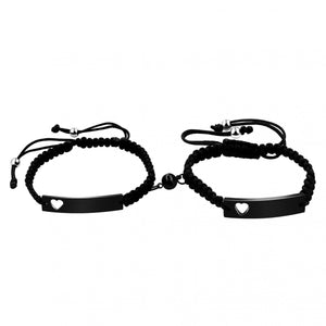 USPS Braided String Bracelets for Couples, Magnet Name Bangle Stainless Steel