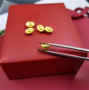 999 24K Yellow Bead Lucky Yuanbao Ingot Pendant 0.1g