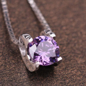 Silver 925 Necklace Diamond Pendant Gemstone Clavicle Necklace