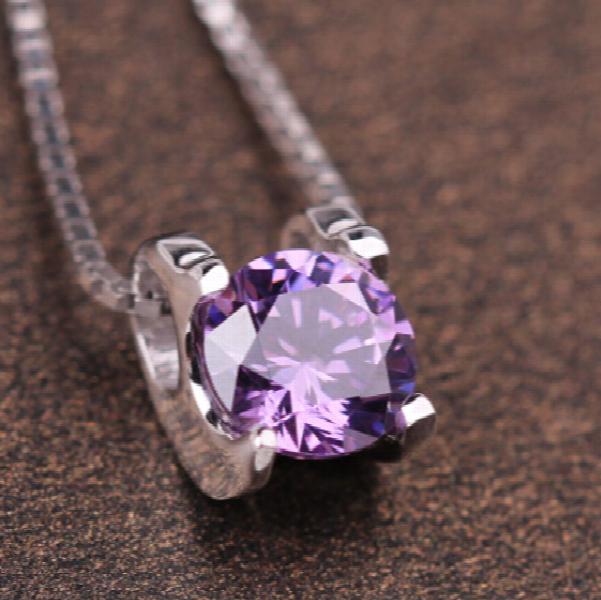 Silver 925 Necklace Diamond Pendant Gemstone Clavicle Necklace