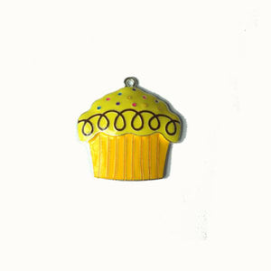 10pcs Enamel Silver Cupcake Pendants for Jewelry Making