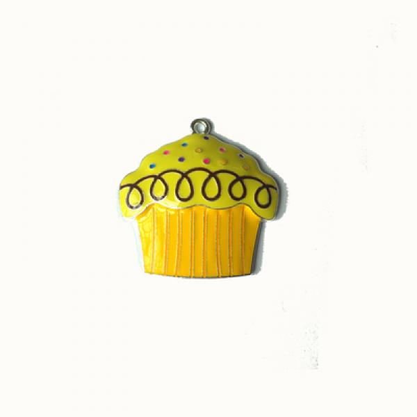 10pcs Enamel Silver Cupcake Pendants for Jewelry Making