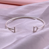 Zircon Letter Bangles for Women Zirconia Bracelet Bangle Cuff Jewelry