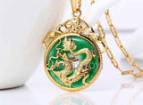 Green Jade Dragon Amulet Pendant Necklace