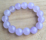 12mm Natural Agate Bracelet Lavender Gemstone Elastic Thread Bracelet