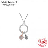 925 Sterling Silver Bear Dragonfly Charm Pendant Necklace for Women