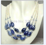 Blue Jade Pearl Wedding Necklace 6-7MM Pearls